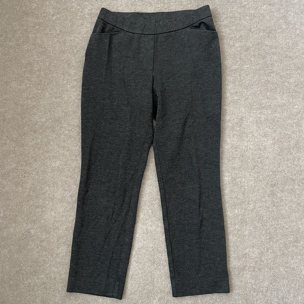 J. Jill Ponte Slim Leg Pants Womens Small Grey Stretch Pockets Casual 26” Inseam